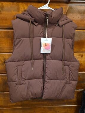 Puffer Vest Sleeveless Jacket - Brown